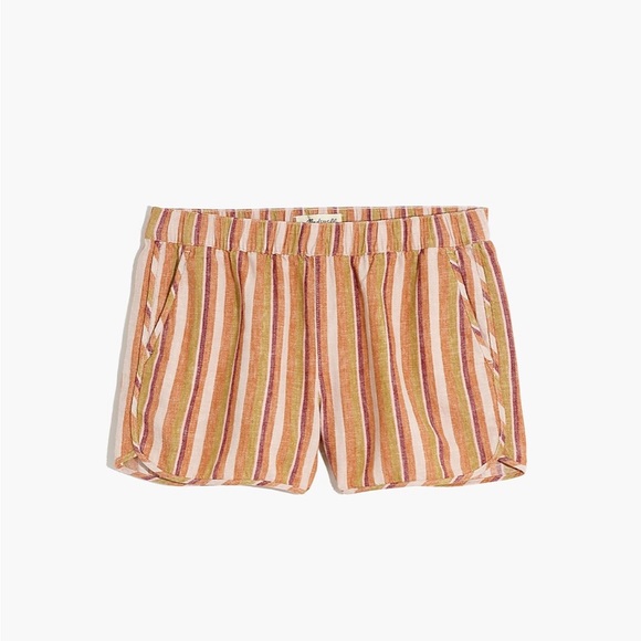 Madewell Linen and Cotton Pull-On Shorts in Rainbow Striped - Picture 2 of 8